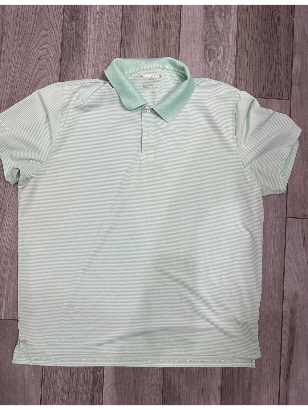 Bonobos Golf Men's Polo Shirt XL Standard Fit Light Green Striped
